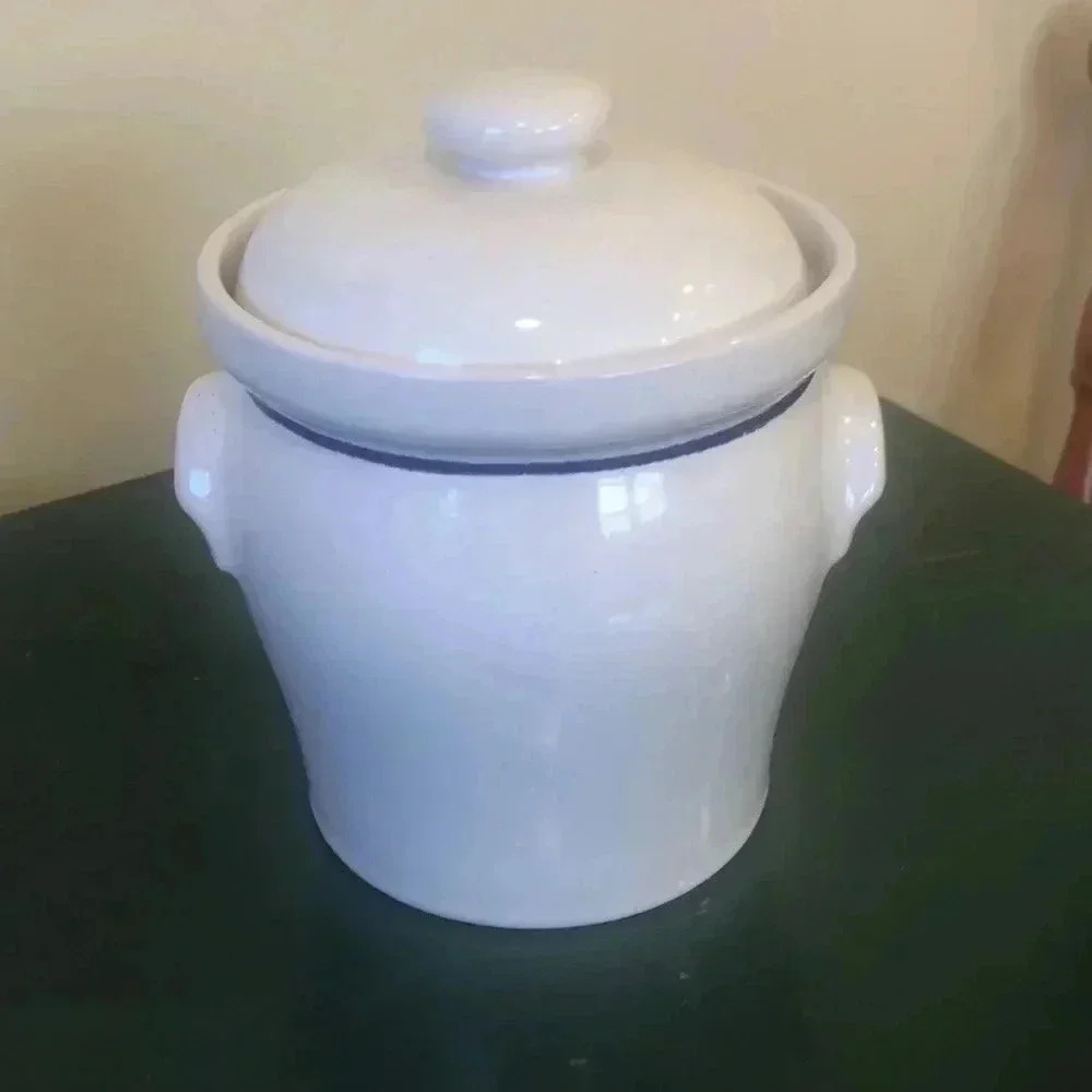 Vintage bell jar canister with lug handles